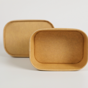 وعاء سلطة من ورق الكرافت بني مستطيلة للاستعمال مرة واحدة ، وعاء آيس كريم من ورق الكرافت 16 أونصة ، وعاء من ورق الكرافت مربع مع غطاء - Product Image 2