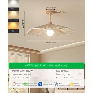 โคมไฟเพดานเชือกปอเหล็กพร้อมหัวโคมไฟ E27ฝาครอบอะคริลิคสีดำที่ถักทอหวายตกแต่งในร่มสำหรับบ้านสำนักงานสนาม - Product Image 5