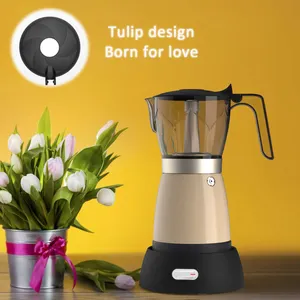 Tulip Design Customized Classical Aluminium Italian Espresso Electric Coffee Maker MokaPot Strix