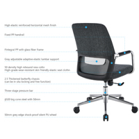 Chaise de bureau exécutive moderne à dossier mi-haut en maille, pivotante et réglable, avec base en acier et 3 vérins à gaz, ergonomique et luxueuse pour ordinateur