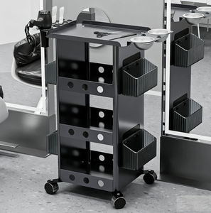 Chariot de Salon de Beauté et Coiffure de Luxe Doré avec Tiroirs, Tabouret de Coiffure, Mobilier Métallique - Product Image 3