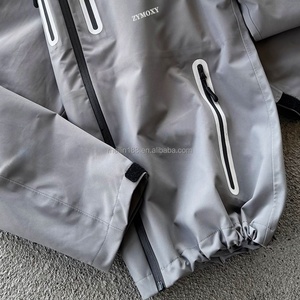 Veste coupe-vent en nylon gris imperméable à fermeture éclair, vestes coupe-vent en nylon personnalisées pour hommes, vestes de haute qualité - Product Image 3