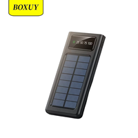 Cargador Solar Portátil con Logotipo Personalizado, Doble Puerto USB, Entrada Dual, Batería de Litio-Polímero Integrada, 4 Cables, Banco de Energía Solar de 10000 mAh