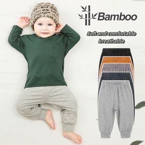 Bambu Erkek Bebek Pantolonu İlkbahar ve Sonbahar Düz Renk Günlük Pantolon Yumuşak Bebek Kıyafetleri - Product Image 1