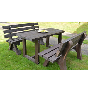 Ensemble de meubles d'extérieur modernes, en <span class=keywords><strong>plastique</strong></span>, Faux bois, mobilier de rue, <span class=keywords><strong>pique</strong></span>-<span class=keywords><strong>nique</strong></span>, <span class=keywords><strong>Table</strong></span> et chaises en <span class=keywords><strong>plastique</strong></span>, nouveauté, - Product Image 4