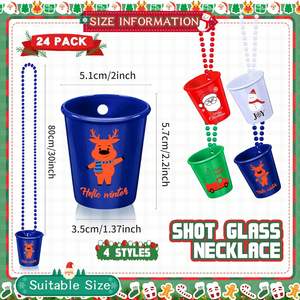 子供のためのビーズのカラフルなネックレスカップのクリスマスプラスチックショットグラスクリスマスの誕生日パーティー用品 - Product Image 3