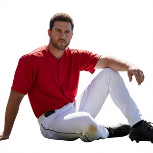 Uniforme de Béisbol Rojo para Hombre con Pantalones Blancos y Cinturón Negro, Transpirable, de Poliéster, Talla Adulto, LONG MISSION INDUSTRY LMI-011 - Product Image 3