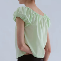 Blouse décontractée unie à col en V et manches bouffantes avec nœud sur le devant, design personnalisé pour femme, vente en gros