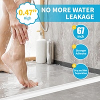 Barrera de Agua para Ducha de Baño, Tira de Retención de Agua, Tira de Separación de Zonas Secas y Húmedas, Tira de Sellado de Silicona, Barrera de Agua Plegable