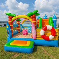 Toboggan de videur de plage gonflable style île pour enfants amusant durable PVC personnalisé terrain de jeu gonflable commercial extérieur amusement aquatique