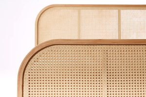 Moderno <span class=keywords><strong>Letto</strong></span> a Piattaforma in Legno di Pino Massiccio per Camera da <span class=keywords><strong>Letto</strong></span> con <span class=keywords><strong>Testiera</strong></span> e Pediera in Rattan Intrecciato di Linrun Meija - Product Image 3