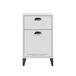 Comodino VIKEN Bianco in Legno Ingegnerizzato con 2 Cassetti, Arredamento Moderno per Camera da Letto - Product Image 1