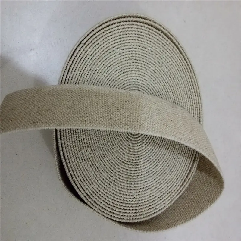 Correia de cânhamo de algodão elástico natural, 35mm estocado, para sapato, superior ou vestuário, fita esportiva