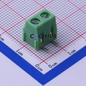 KF127R-5.08-2P Screw Terminal Block Bent Lead Through Hole,P=5.08mm Connector 1x2P 5.08mm Green Right Angle Insert - Product Image 1