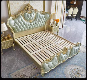 Phong Cách Châu Âu Sang Trọng Giường Đôi Nội Thất Phòng Ngủ Thiết Lập Đầy Đủ Rắn Gỗ Da Chính Hãng Mỹ Biệt Thự Vua Kích Thước Giường Cho Phòng Ngủ - Product Image 5