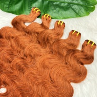# Lot de Cheveux Humains Vietnamiens Double Drawn Ondulés Orange Cuivré 350, Cheveux Vierges Bruts Alignés dans le Sens de la Cuticule, Fournisseurs de Mèches de Cheveux Humains