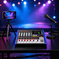 Console de mixage numérique 4 canaux avec Bluetooth, MP3, USB OTG, alimentation fantôme 48V, écran LCD 2,8 pouces, égaliseur 7 bandes pour studio, scène, karaoké, bar, performance, boîtier métallique
