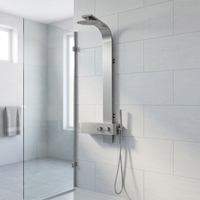 Panneau de douche moderne LANO en acier inoxydable 304 brossé avec mitigeur, effet pluie, en promotion