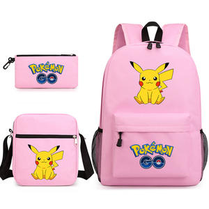 Nouveau design dessin animé mignon Poke Mon <span class=keywords><strong>Pikachu</strong></span> <span class=keywords><strong>cartable</strong></span> enfants sac à dos sac à bandoulière haute capacité porte-crayon fournitures scolaires - Product Image 3