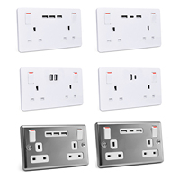 Prise murale de luxe de qualité supérieure, norme britannique, double pôle, panneau métallique avec port de charge USB, 13A, prise murale britannique, vente en gros d'usine