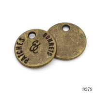 Breloques et accessoires vintage pour sacs, étiquettes rondes gravées avec logo en laiton vieilli pour porte-clés et décoration de sacs à main