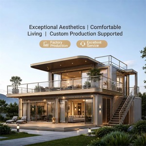Villa préfabriquée de luxe contemporaine en conteneur, deux étages, structure en acier, murs en WPC, intérieur complet, bâtiment de villégiature - Product Image 4
