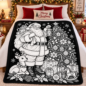 Couverture de Noël à colorier Père Noël, en peluche rectangulaire, décoration DIY pour la maison avec 24 marqueurs de tissu colorés pour la saison hivernale - Product Image 3