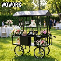 Chariot à bonbons floral en métal WOWORK 2026, design personnalisé, décoration de mariage, fête prénuptiale, dessert, pour fête d'anniversaire de bébé, événement