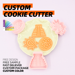 Molde de plástico para galletas serie <span class=keywords><strong>Maya</strong></span> Sun <span class=keywords><strong>3D</strong></span> dibujos animados DIY rueda de arcilla animación impresa cortadores de galletas de boda - Product Image 1