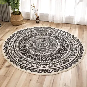 复古圆形地毯波西米亚曼陀罗地毯地板垫客厅装饰卧室区域地毯地毯