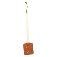 Raquettes à mouches manuelles en cuir avec long manche en bois, forme classique, à suspendre avec corde, pour la maison, intérieur et extérieur