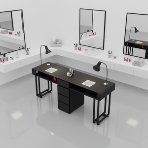 Table de <span class=keywords><strong>manucure</strong></span> professionnelle noire pour salon de beauté, moderne, économique, durable, en métal, <span class=keywords><strong>avec</strong></span> prise de charge intégrée et <span class=keywords><strong>aspirateur</strong></span> - Product Image 3