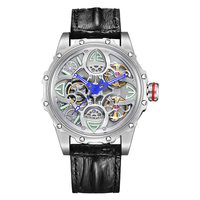50m wasserdichte benutzer definierte Business Herren uhr automatische Chronograph Herren Armbanduhren Luxus Echt leder Uhr