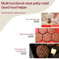 7 trous 8 trous Hamburger Patty Maker pour cuisine BBQ, lave-vaisselle Safe facile à nettoyer Silicone Burger Patties Press Pie