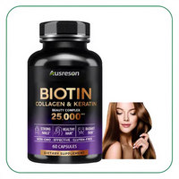 Ausreson OEM Collagen Plus Biotine et Kératine en Capsules Halal – Vitamines et Suppléments pour Cheveux, Peau et Ongles – Capsules de Collagène et Biotine
