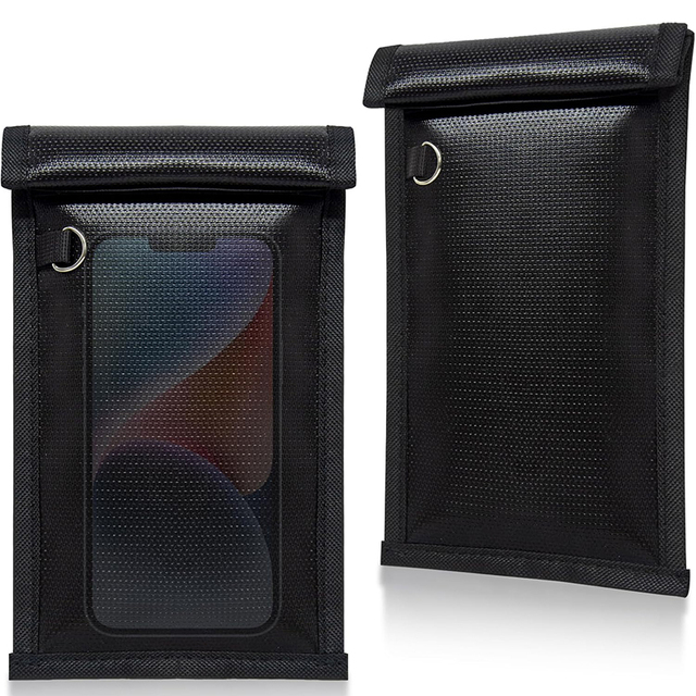 Signal Blocking Faraday Bag for Cell Phone, Blocks 5G WiFi Bluetooth GPS, Fireproof Waterproof Silicon Pouch 20.5*12.2cm
