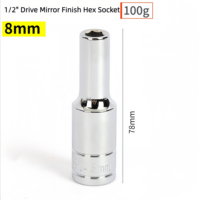 Kunci Soket 1/2 inci dengan Ratchet, Finishing Cermin, Kepala Soket Hex 8-32mm, Peralatan Perbaikan Otomotif, Perkakas Mekanik, Alat Soket