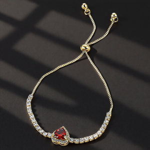 Hochzeit Herz Diamant Mode Kette & Link Armbänder Vergoldet Kupfer Tennis Verstellbar Kostbares Armband Frauen Mädchen Schmuck - Product Image 6