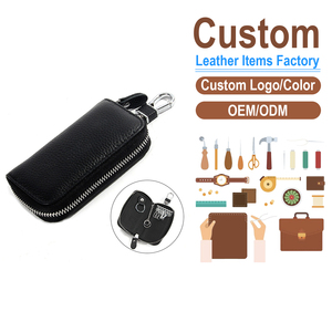 Étui à clés de voiture en cuir véritable pour femme, porte-clés en cuir de vachette pleine fleur, usine OEM/ODM sur mesure, pochette à clés portable - Product Image 1