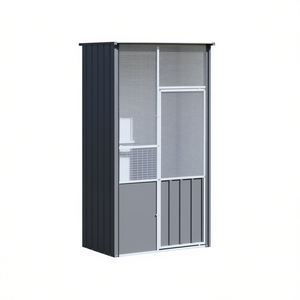 Jaula para Pájaros de Acero Galvanizado Antracita, Grande y Resistente, Jaula para Mascotas de Diseño Moderno para Interiores, Puerta Corredera Horizontal - Product Image 1