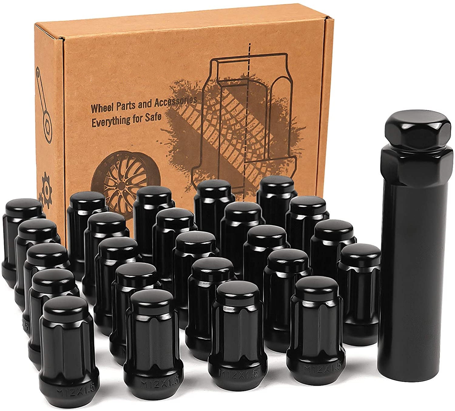 QLN063 24 шт. M12x1.25 резиновые коврики для грузовых автомобилей, 2005-2015 Armada 2004-2019 Titan 1995-2004 пикап колеса черного цвета с закрытым концом шлицевой гайки