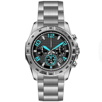 Orologio da Polso Sportivo da Uomo in Vera Pelle Italiana e Acciaio Inossidabile 316L, Cronografo OEM 10atm U3044