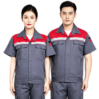 Nouvelle combinaison de travail de sécurité à manches courtes avec revers et bandes réfléchissantes contrastées pour atelier et réparation automobile, uniforme de travail unisexe