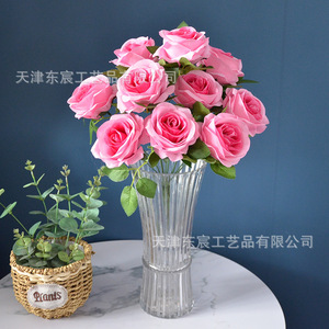 Bouquet de roses artificielles Dongchen Crafts, 10 têtes, 43 cm, fleurs en soie, décoration de mariage et de maison - Product Image 2