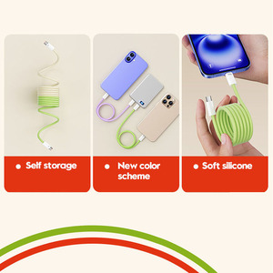 Bền 240W Từ Silicone Sạc Cáp Rối Miễn Phí USB C Tự Cuộn Silicone Sạc Dây Cho <span class=keywords><strong>Iphone</strong></span> Macbook Samsung - Product Image 5