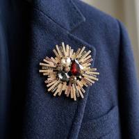 Broche vintage en strass, motif soleil, dorée, en alliage de cristal, de luxe, pour femme, vente en gros