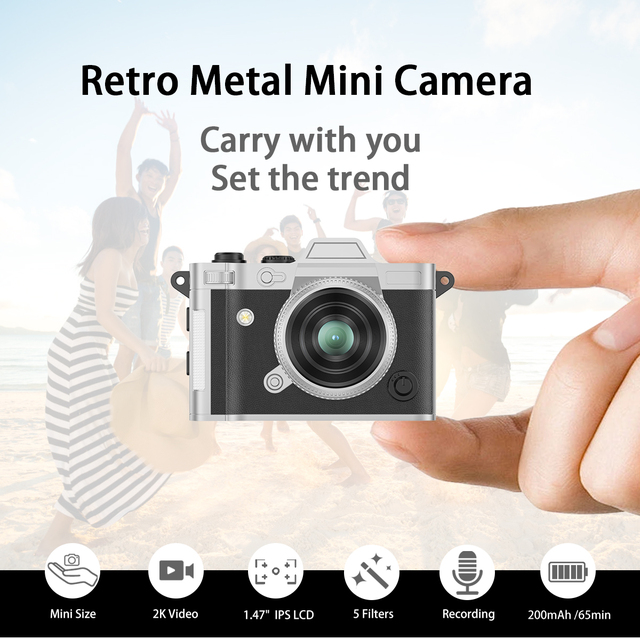 DC29S Metallic Texture Super Light ABS Retro Android Phone Mini Digital Camera 5MP CMOS 1080P Video MicroSD USB Instant Sharing