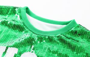 Robe ajustée sportive personnalisée en gros, à sequins, col rond, en polyester tricoté, imprimé numérique, respirante, motif lettres, pour l'été - Product Image 3