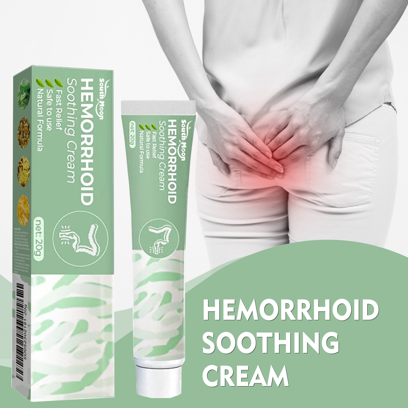 South Moon 20g External Hemorrhoid Soothing Cream Hemorrhoids Pain Itching Bleeding Relieving Cream