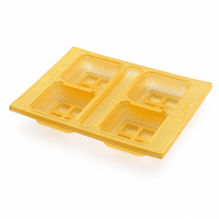 Boîte à gâteaux de lune jaune à 4 compartiments en PP de qualité alimentaire, plateau de rangement pour pâtisseries, organisateur de réfrigérateur, étui d'emballage empilable pour gâteaux de lune